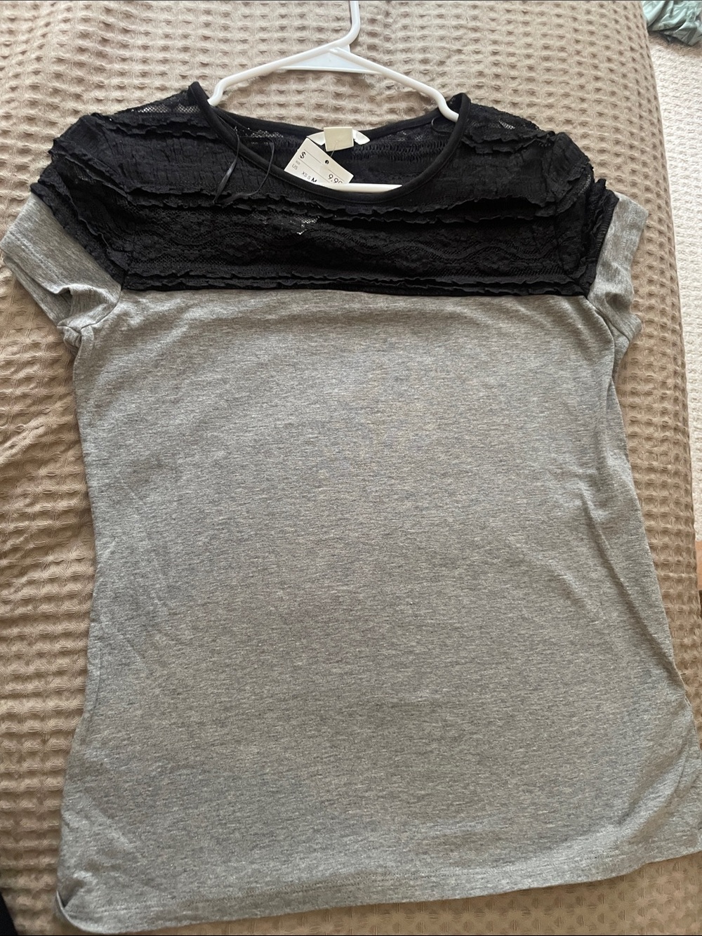 H&M Grey Tee with Black Lace